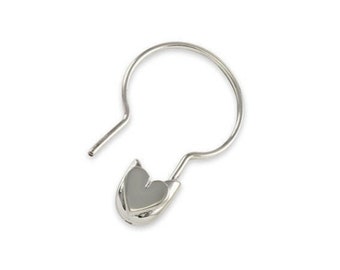 14k Heart Safety Pin Hoop Earring in Sterling Silver and 14k Solid Gold , Safety Pin Hoops, Safety Pin Earrings, Safety Pin Hoop Earring