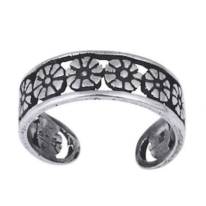 Sterling Silver Flower Midi Toe Ring, Daisy Open Ring