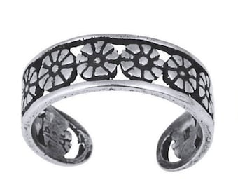 Sterling Silver Flower Midi Toe Ring, Daisy Open Ring