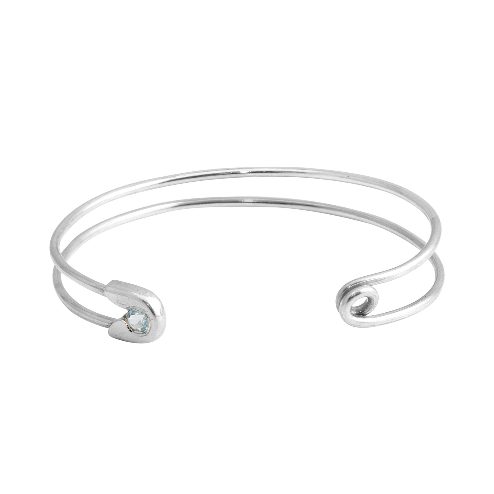 Safety Pin Bracelet Safety Pin Bangle With Aquamarine Safety Etsy