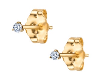 14K Gold Diamond Stud Earrings, Diamond Studs, Simple Diamond Studs, Mini Diamond Studs, Minimal Studs
