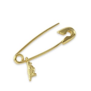 14k Gold Charm Safety Pin Earring, Safety Pin earring in Sterling silver and 14k Solid Gold, Safety Pin Jewelry, Safety Pin earring