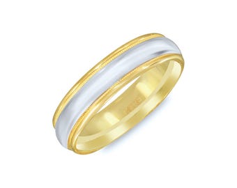 Two Tone Woven Milgrain Wedding Band. 5mm