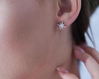 Star Moissanite Earrings | 14K Gold-Plated .925 Sterling Silver | Handmade Women's Jewelry | USA