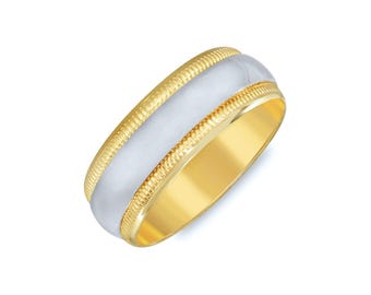 Two Tone Classic Band With Engrave Edges. 7mm
