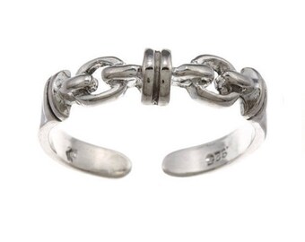 Sterling Silver Double Chain Toe Ring, Double Chain Adjustable Toe Ring Sterling Silver, Double Chain Toe Ring, Double Chain Adjustable Ring