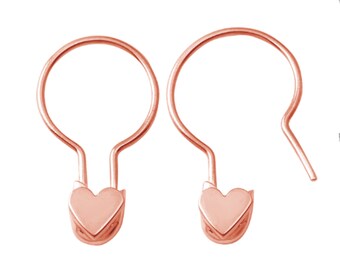 14k Heart Safety Pin Hoop Earring, Safety Pin Hoop Earring, Heart Safety Pin Hoop Earring, Gold Safety Pin Hoop Earring, Valentines Day