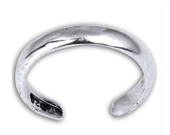 Plain Classic Sterling Silver Toe Ring, Plain Classic Midi Ring, Plain Toe Ring Sterling Silver, Plain Silver Adjustable Midi Ring