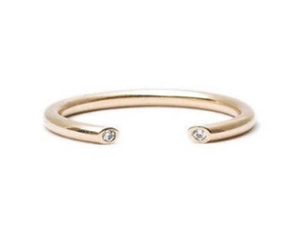 14k Diamond Cuff Ring, 14K Gold Cuff ring, Claw Ring, 14k Gold Diamond Claw Ring, Diamond Open Ring, Open Ring in 14K