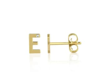 14k Mini Letter Stud Gold Letter  Earrings, Personalized Earrings, Mini Studs, Letter Studs