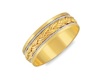 Center Front Braid Rope Wedding Band. 7mm