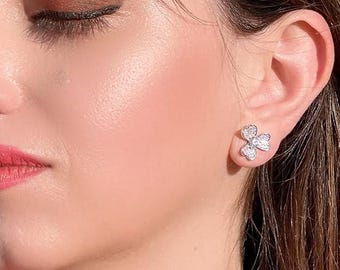 14 K Gold Plated .925 Sterling Silver Earrings Moissanite Stud Earrings For Women Hypoallergenic Jewelry Gift For Her
