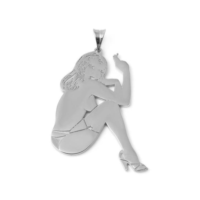 Pinup Girl Pendant In Sterling Silver, PINUP Girl Necklace, PINUP Girl Charm Necklace, Pinup Girl image 2