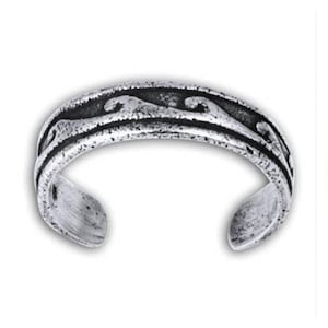 Anillo de los pies de las olas en plata de ley, anillo tor de plata del diseño de la onda, anillo de plata ajustable de las olas, plata del diseño de la onda del anillo midi
