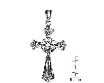 Magnificent Sterling Silver Jesus Christ Crucifix Circular Center Cross Necklace Pendant