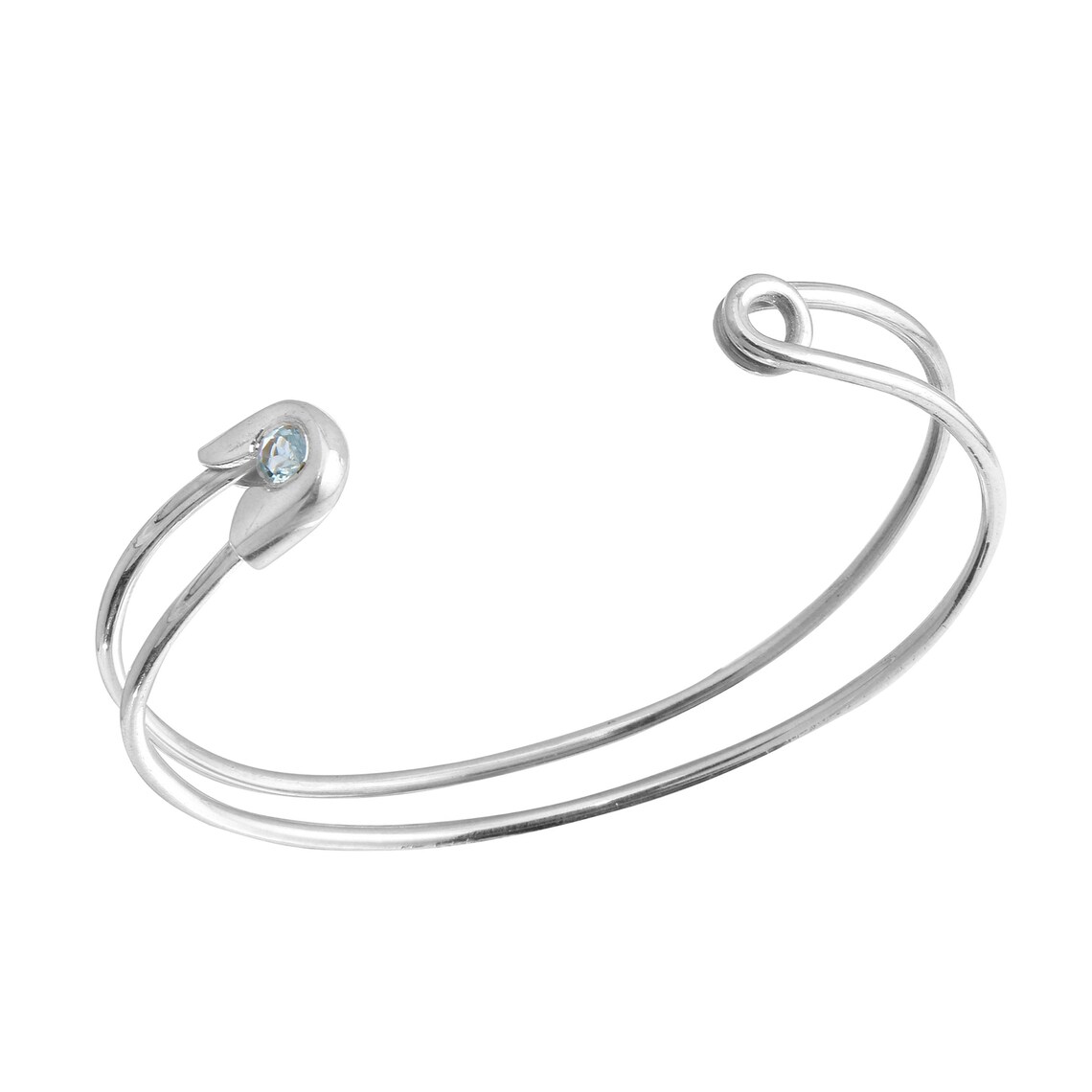 Safety Pin Bracelet Safety Pin Bangle With Aquamarine Safety Etsy