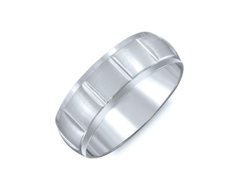 Square Cut Pattern Wedding Band. 6mm