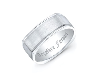 Together Forever Square Brushed Wedding Band 7mm