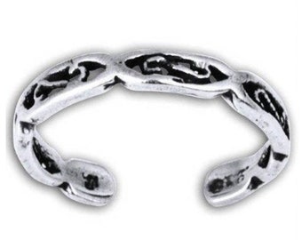 Silver Chain Link  Toe Ring , Chain Link Ring, Adjustable Chain Link Toe Ring