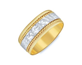 Hammered Twisted Rope Wedding Band. 8mm