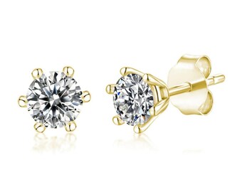 14k Solitaire Moissanite Earrings | .5-1ct