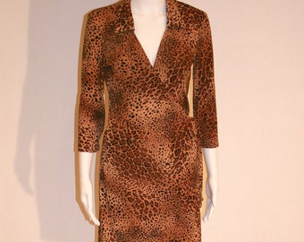 Vintage Leopard Print Wrap Dress by Rampage