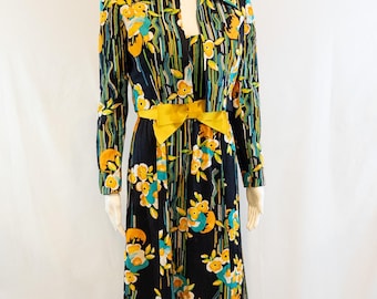 Jeremy Designed by Alan Phillips 1970s Maxi Floral Dress with Jacket