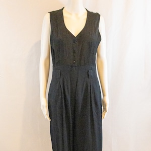 Vintage 1980s Black Sleeveless Jumpsuit