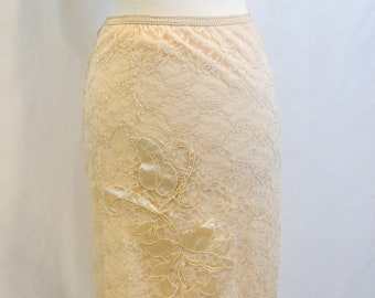 Vintage Lace Overlay with Satin Appliqué Half Slip