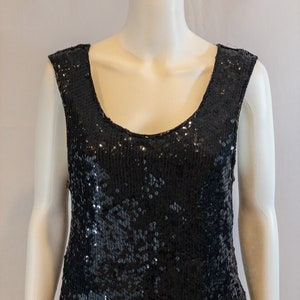 Vintage SCALA Black Beaded, Sequined Tank Top