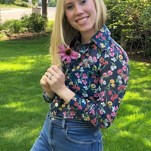 Vintage 1970s Floral Semi-sheer Blouse by Langtry
