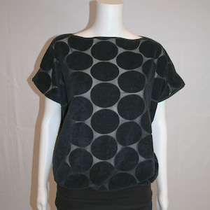 Vintage 1980s Sheer Black on  Black Dot Top