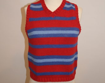 Vintage Limited America Cotton Red and Blue Sweater Vest