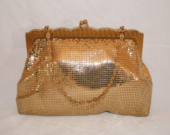 Vintage 1930s Whiting and Davis Gold Metal Mesh Purse #2932