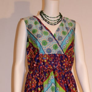 Vintage Mod Printed Maxi Dress, Vintage Hawaiian Muumuu,
