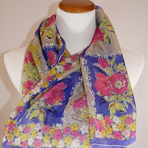 Vintage Spring Floral Silk Scarf