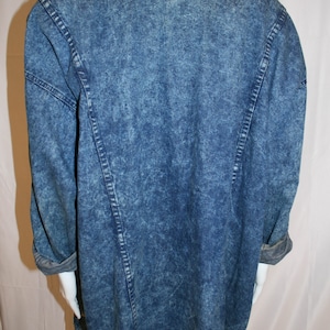 Vintage 1980s Oversized Long Denim Jacket with Conchos image 5