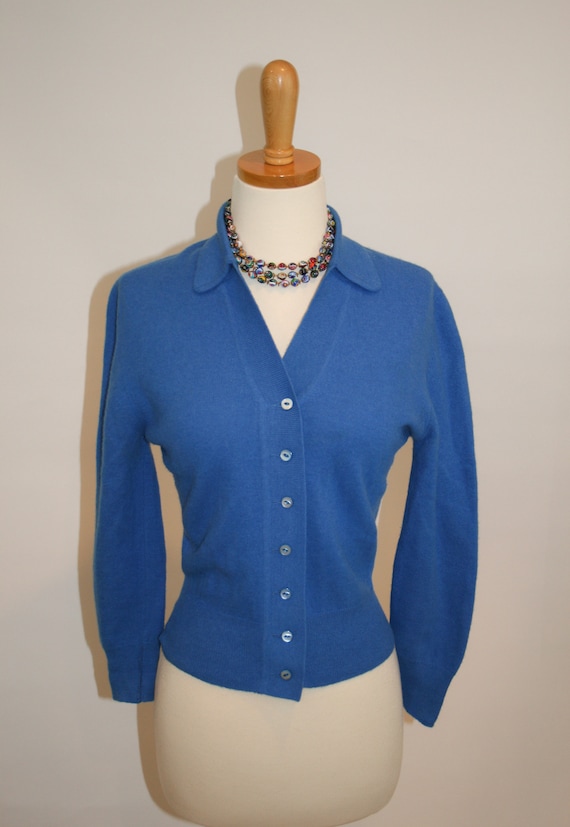 Vintage 1950s Garland Dreamspun Blue Sweater