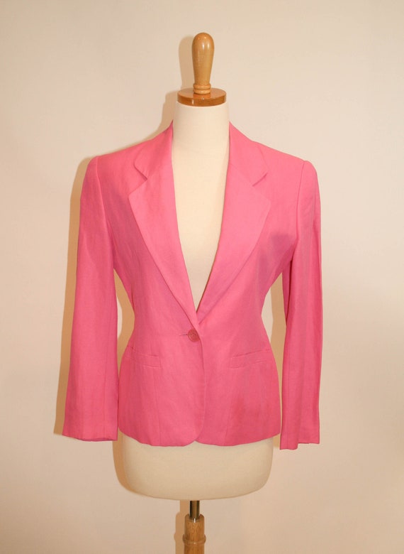 Vintage Casual Corner Perfectly Pink Linen Jacket - image 1