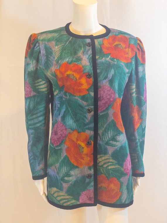 Vintage 1980s Emanuel Ungaro Tapestry and Black Ve