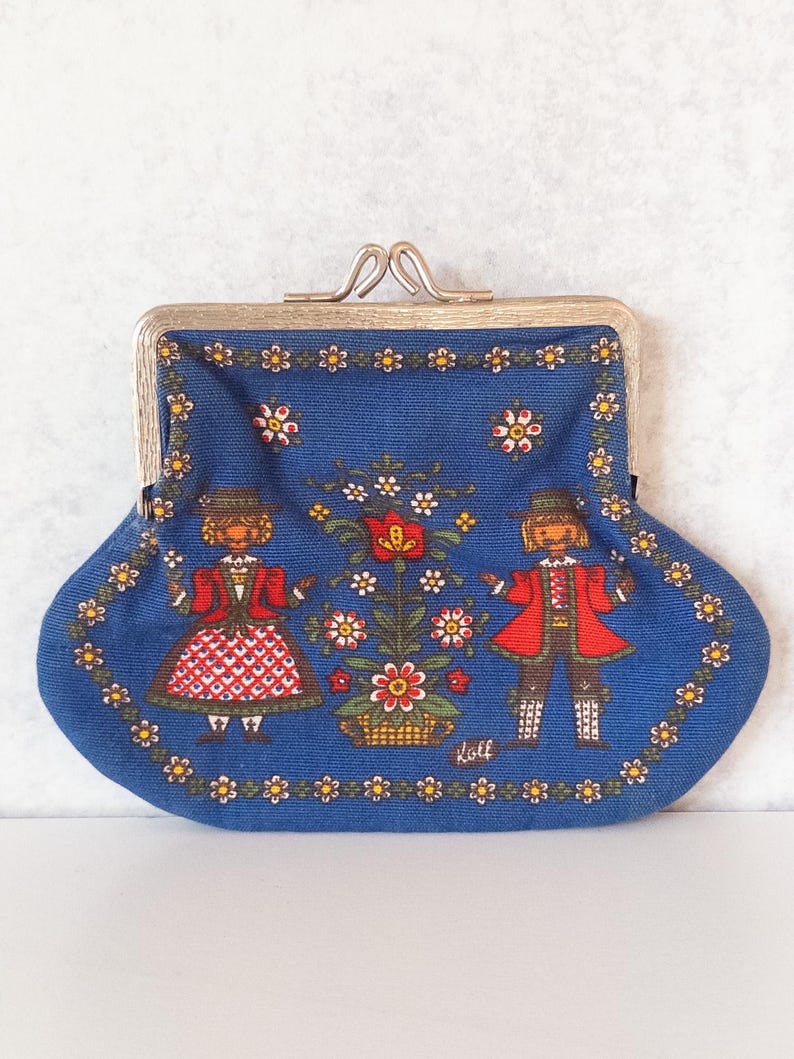 Vintage Kolf Austrian Folk Art Blue Kiss Clasp Coin Purse - Etsy