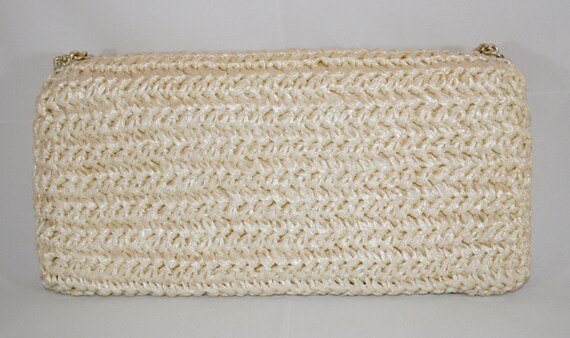 Vintage Cream Raffia Handbag - image 3