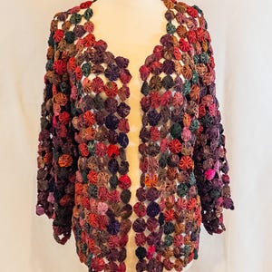Vintage Quilted 100% Thai Silk Yo-Yo Open Front Jacket with Scarf, Kimono Sleeve