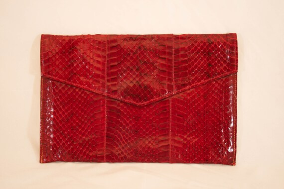 snakeskin envelope clutch