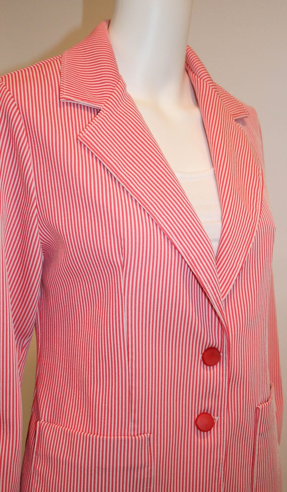 Vintage Coral and White Striped Alfred Dunner Jac… - image 4