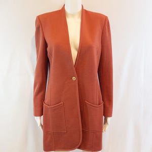 Vintage 70s/80s Burnt Orange Wool Long Blazer/Jacket Designer Sonia Rykiel