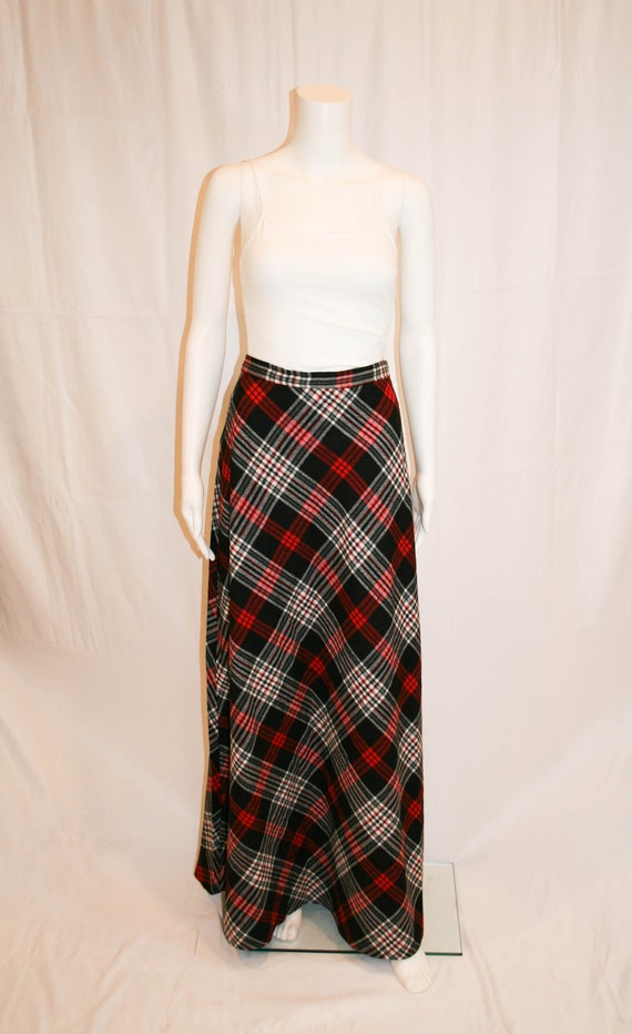 Vintage 1970s Deadstock Plaid Maxi Skirt