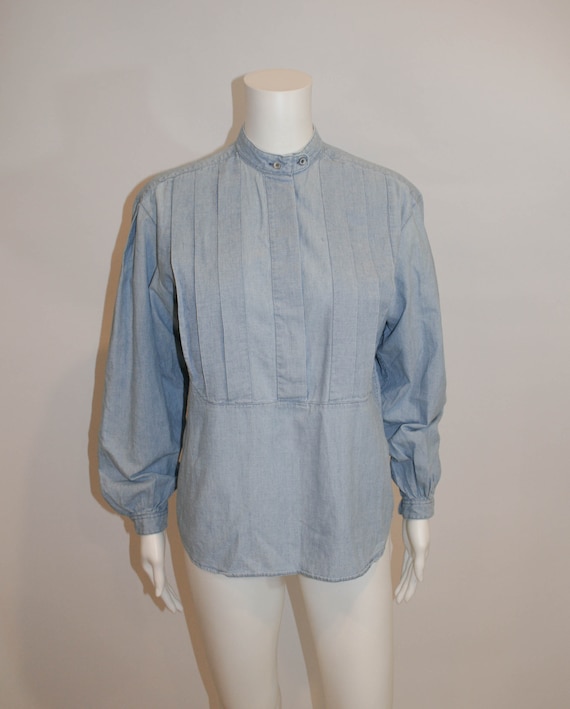 Blue Chambray Vintage Shirt, Vintage Liz Claiborn… - image 2