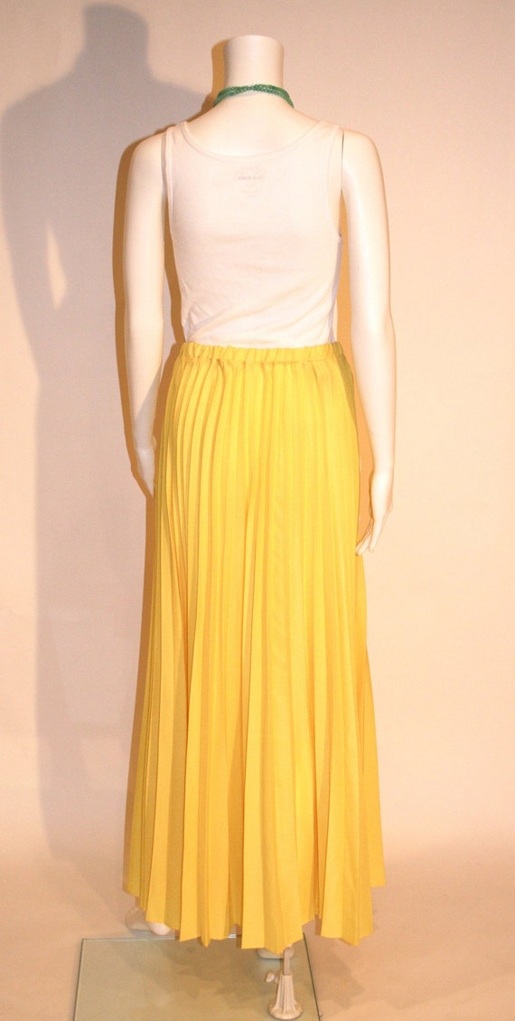 Vintage 1970s Pleated Sunny Yellow Maxi Skirt - image 2