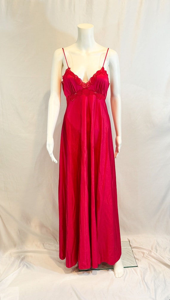 Vintage Halston Red Nylon Nightgown